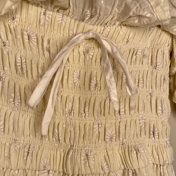 R.Vivimos Puff Sleeve Floral Ruffled Coquette Swing Mini Dress Size 0/2 Milkmaid - Picture 5 of 12